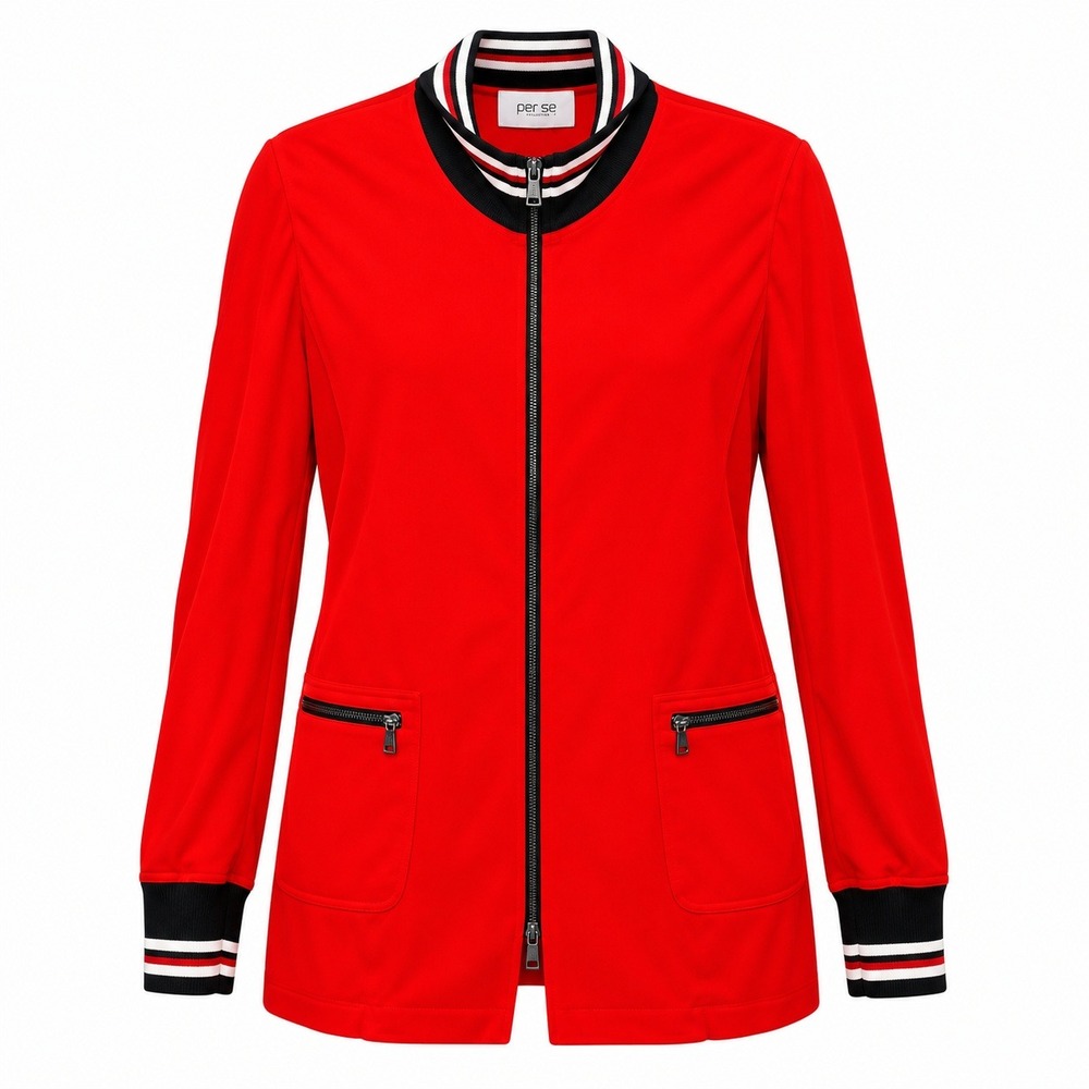 Per Se by Carlisle Blokette Varsity Bomber Jacket Women 14 Athleisure Sporty